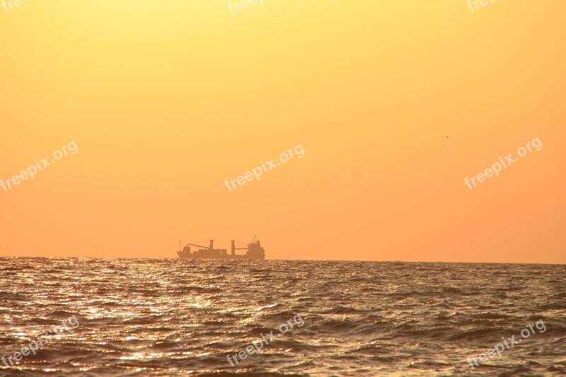 Black Sea Boats Golden Landscape Over