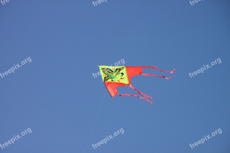 Blue Flying Kite Sea Sky