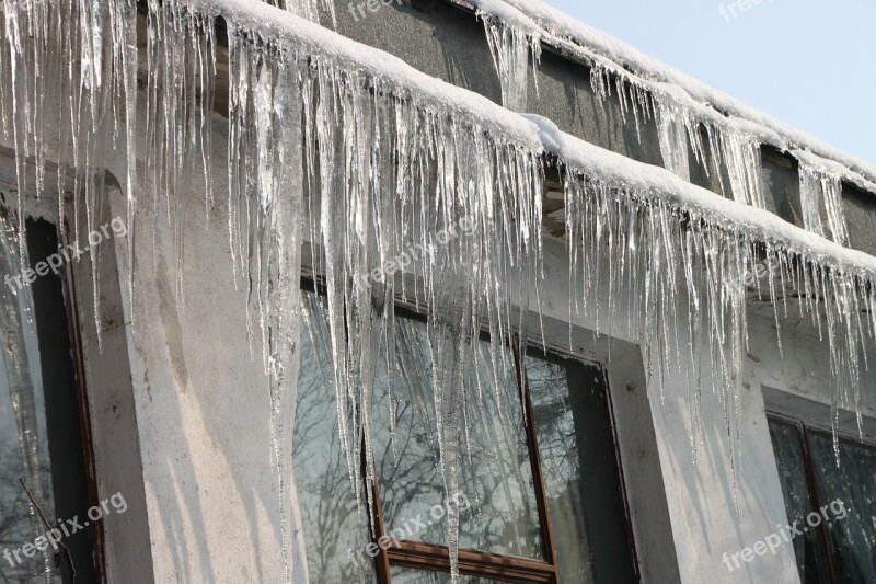 Cold Hanging Home House Icicles