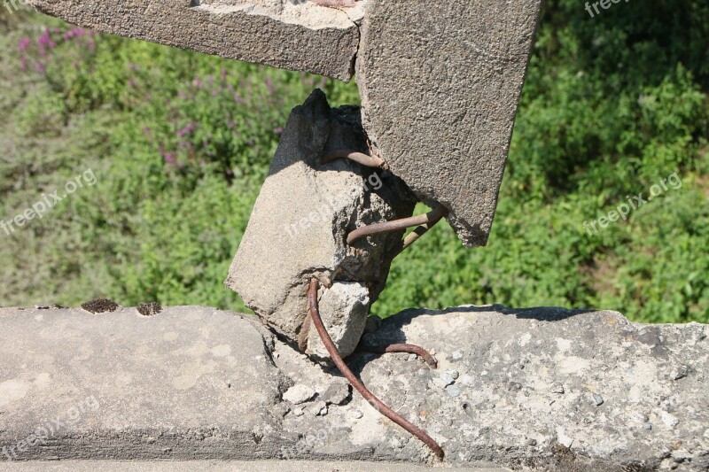 Bars Bridge Broken Cement Iron