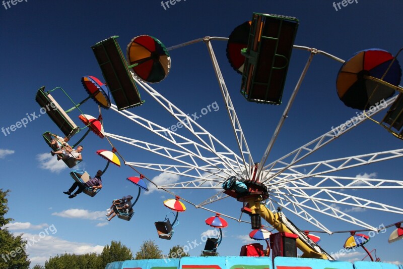 Amusement Blue Carousel Sky Swing