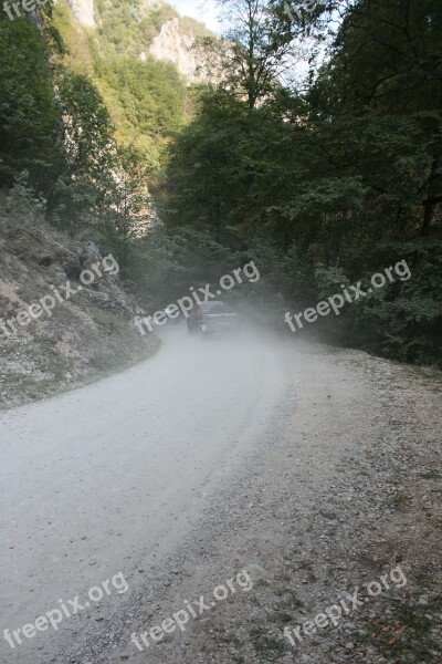 Cars Dust Gravel Road Trail