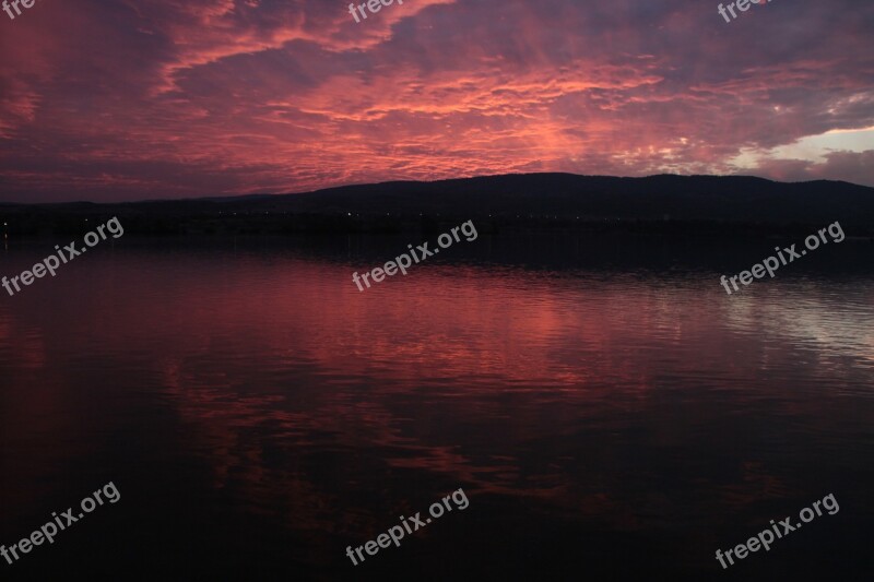 Clouds Danube Night Reflection Sky