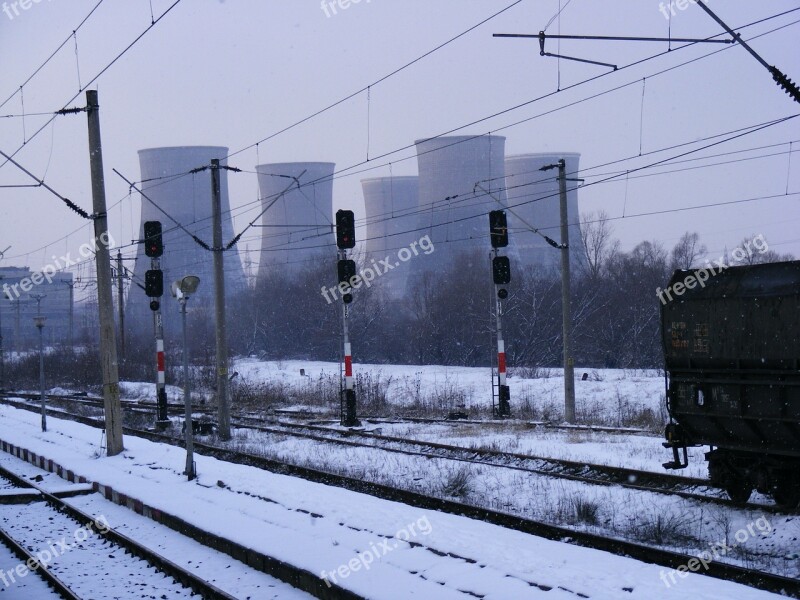 Cold Railroad Snow Tracks Train