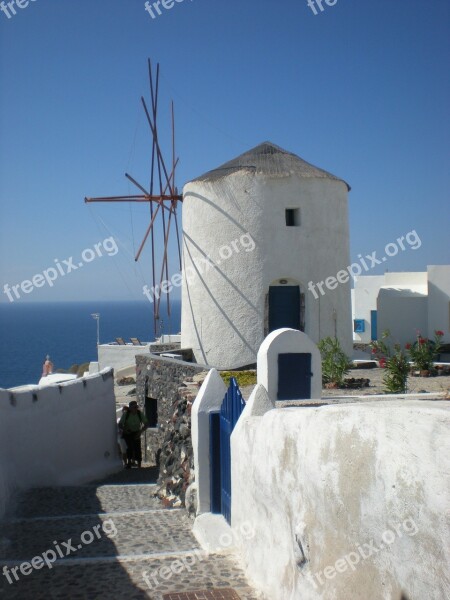 Santorini Greek Island Greece Marine Windmill