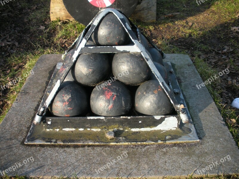 Cannon Balls Old Bolted Iron Pyramid Iron