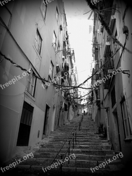 Lisbon City Stairs Steps Free Photos