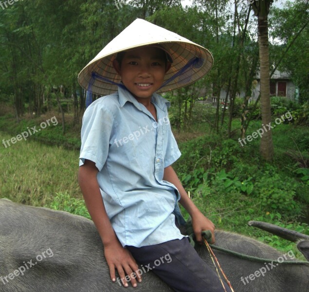 Vietnam Boy Smiling Nature Outside