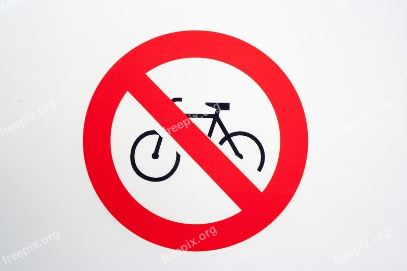 Sign Ban Red Wheel Bike