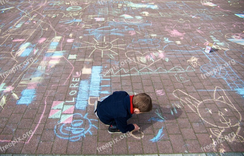 Children Signs Play Outdoor Chalk