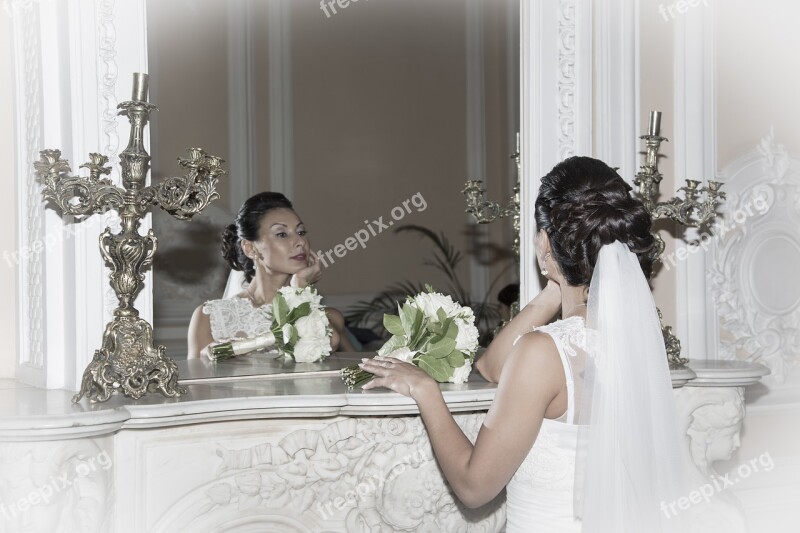 Bride Mirror Wedding Fata Girl