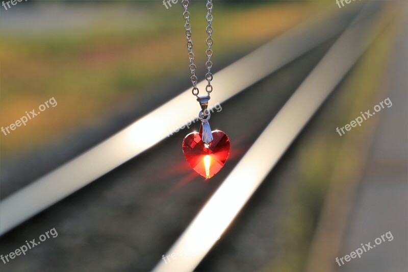 Stop Youth Suicide Red Heart Medallion On Railway For All Kids And Teens Who Left Us To Soon Tragedy