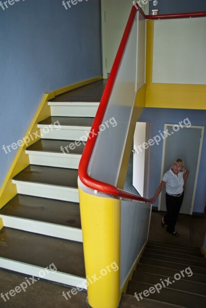 Stairs Person Woman Waiting Staircase