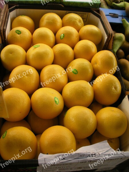 Greengrocer Fruit Crate Grapefruit Fresh Yellow