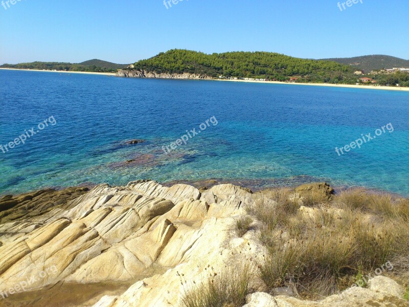 Toroni Bay Rock Water Ocean