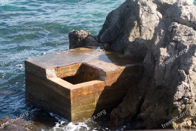 Bunker Sea Water Coast Rocky Coast