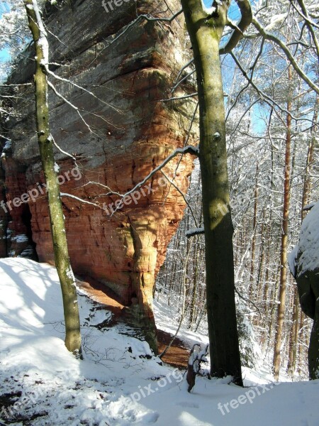 Rock Climb Winter Palatinate Old Castle Rock