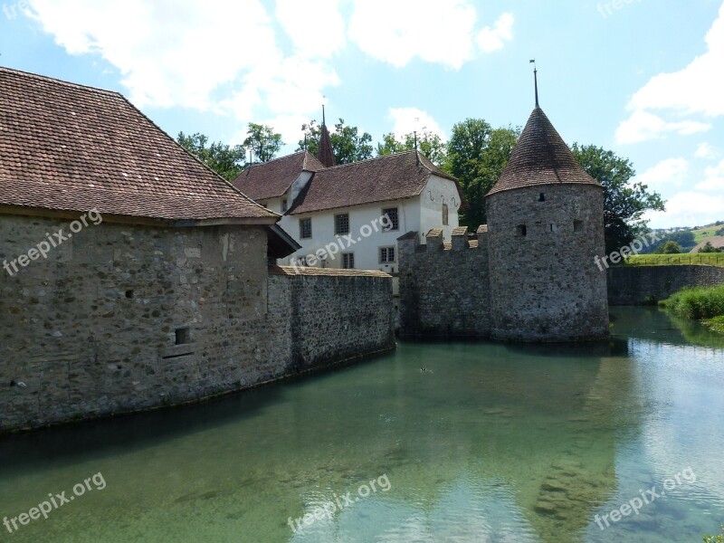 Aargau Switzerland Schlosshallwyl Moated Castle Water