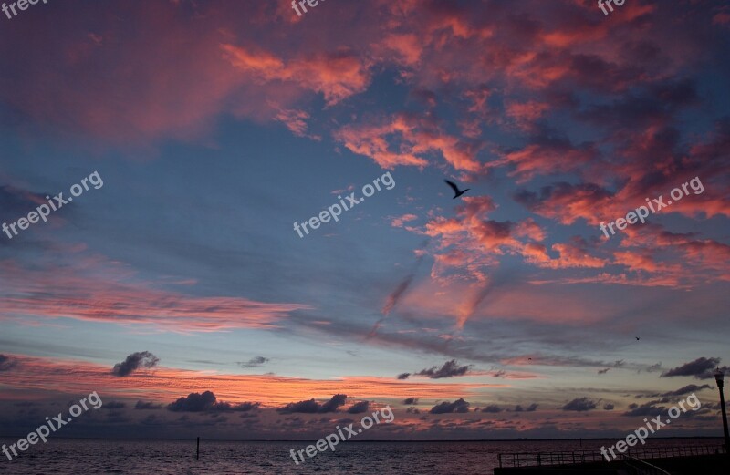 Florida Sunset Colors Colorful Sea