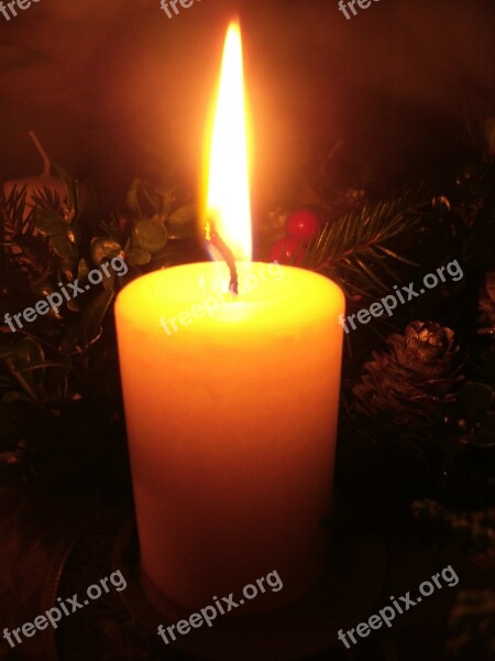 Candle Winter Christmas Light Yellow