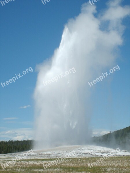 Yellowstone Geyser Old Faithful Eruption Nature