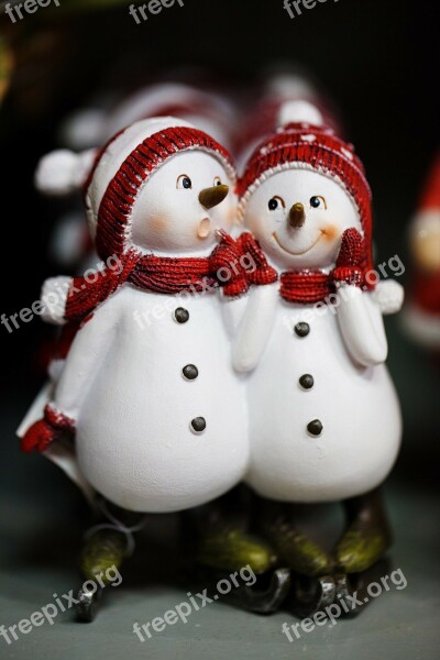 Snowmen Celebration Christmas Cold Couple