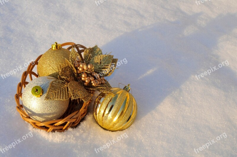 Christmas Holiday Balls Ornaments Snow