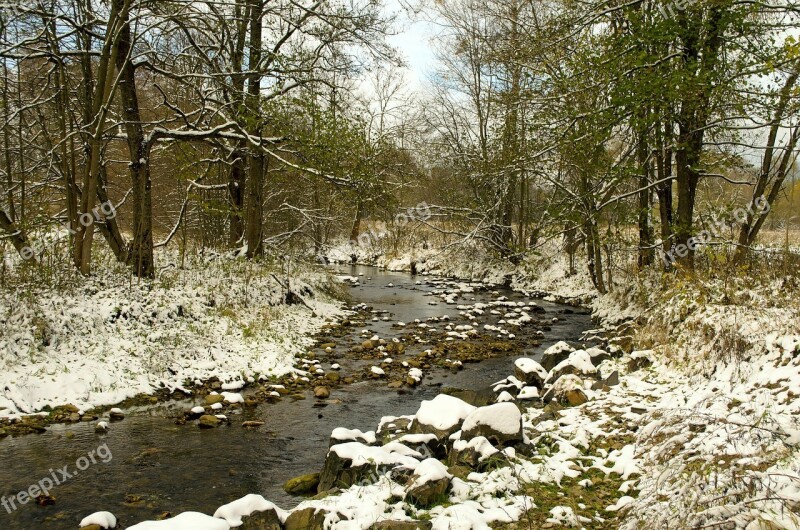 Winter Season Snow Landscape Journey Stones