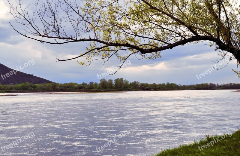 River Landscape Storm Clouds Sky