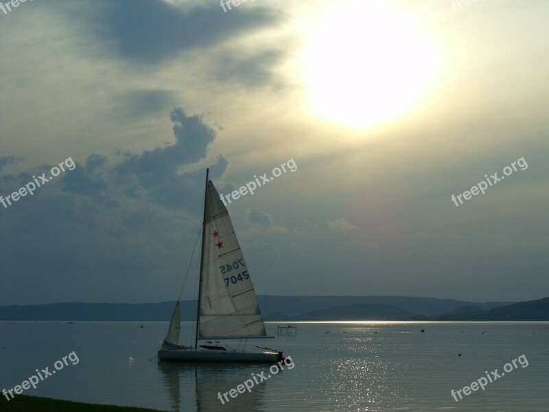 Lake Balaton Sunset Sailing Free Photos