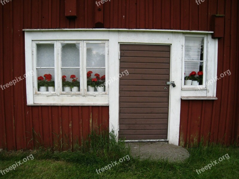 Old House Red Window Flowers