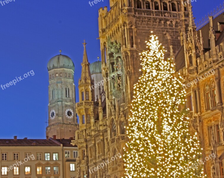 Christmas Munich Town Hall Marienplatz Frauenkirche