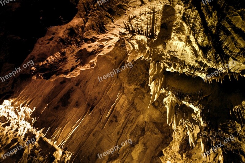 Stalactite Caving Dark Geology Inside