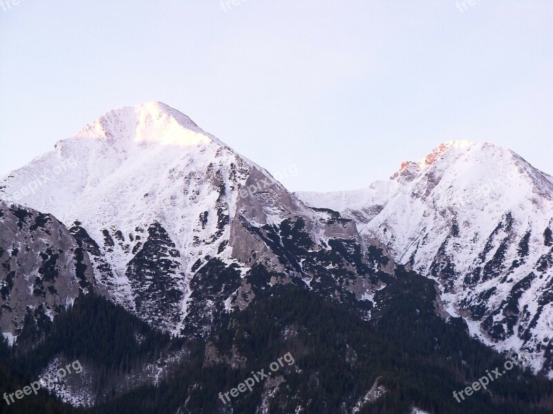 Mountain Tatra Mountains Snowy Slovakia Sunrise