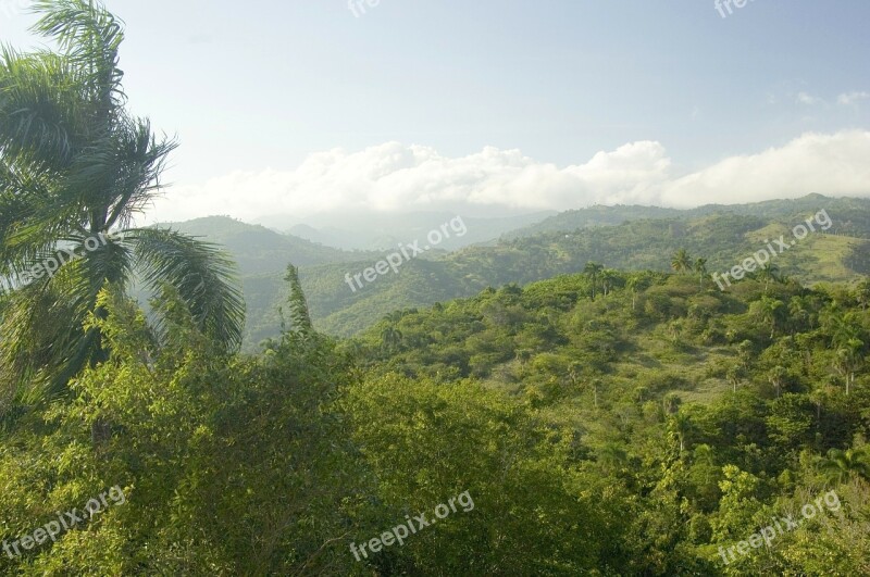 Dominican Republic Landscape Sky Clouds Mountains