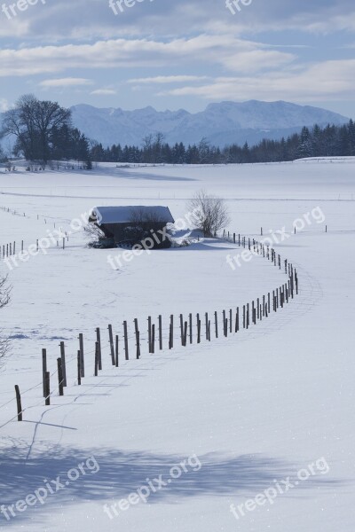 Landscape Mountains Upper Bavaria Winter Blue