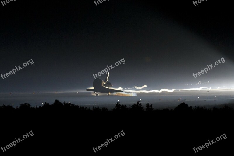 Atlantis Space Shuttle Landing Night Evening