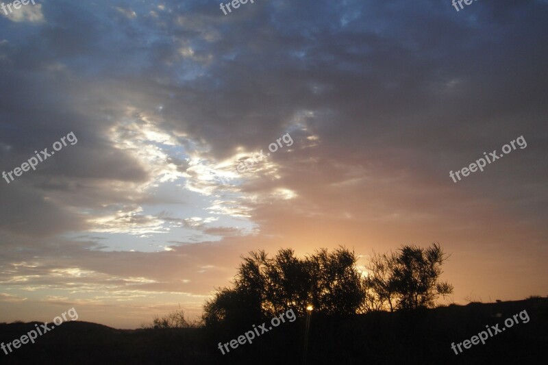 France Sunset Sky Clouds Trees