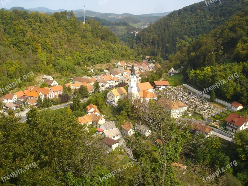 Landscape Scenic Village Town Buildings