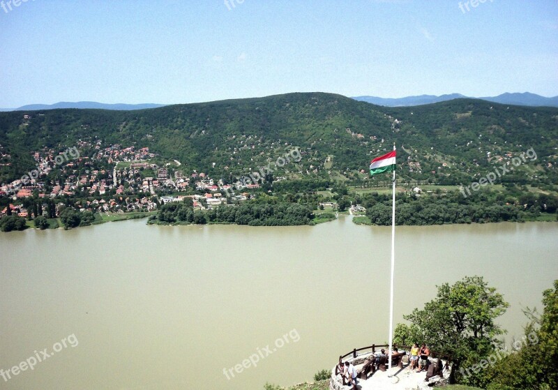 Danube Landscape River Flag Lookout Tower