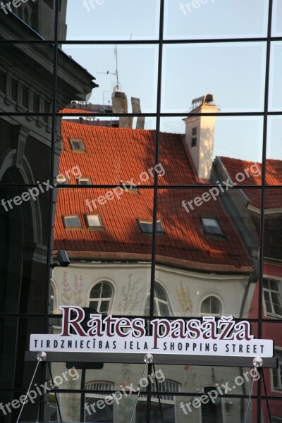 Riga City Architecture Building Mirroring