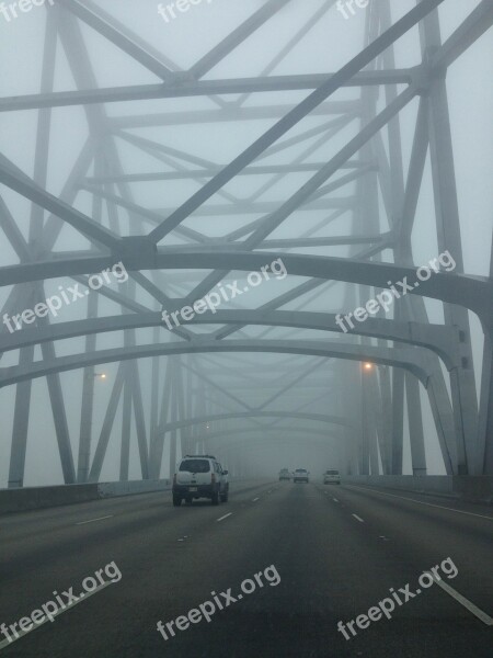 Bridge Fog Driving Car Road