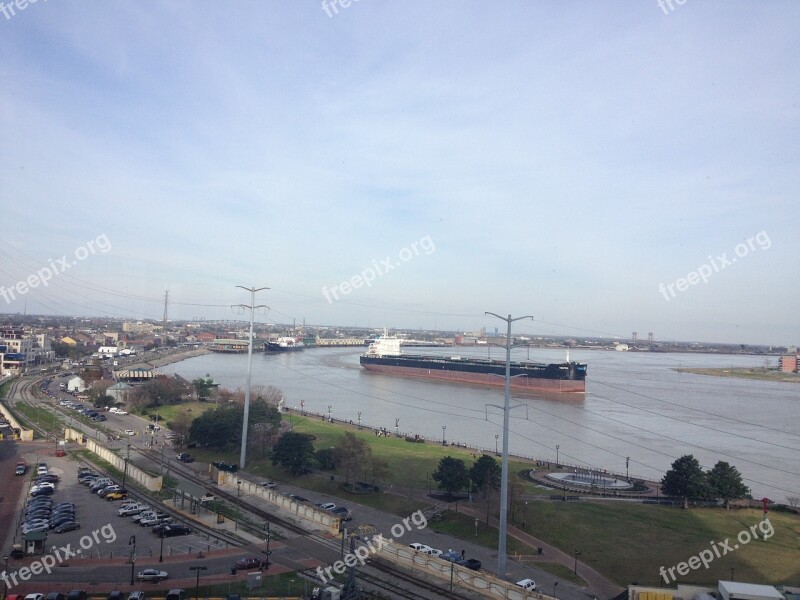 Ship Shipping Transport Container Ship Mississippi River