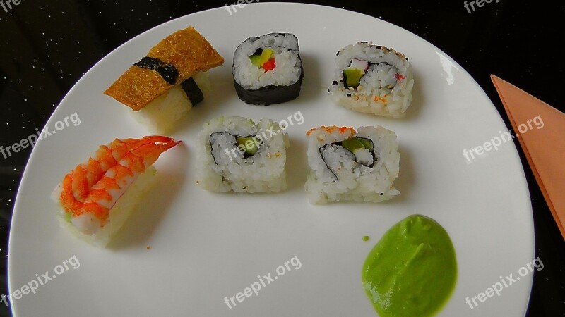 Sushi Food Fish Japanese Plate