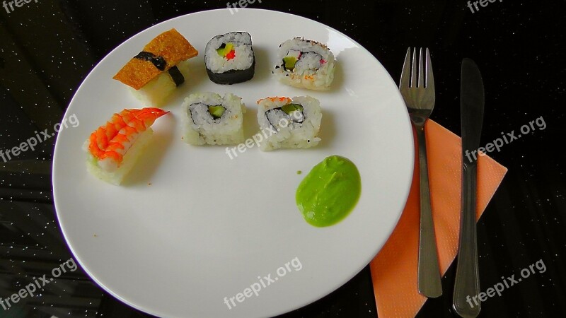 Sushi Food Fish Japanese Plate