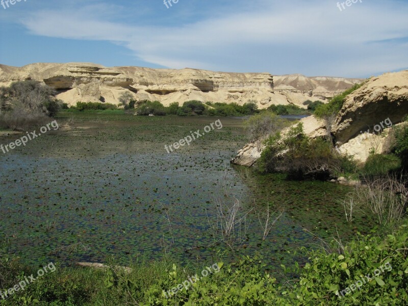 Pond Water Desert Sky Clouds