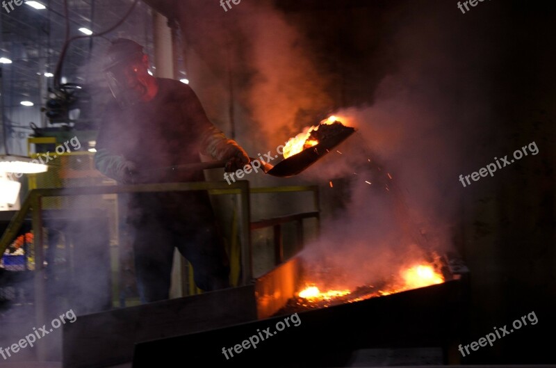 Furnace Worker Shovel Shoveling Aluminum