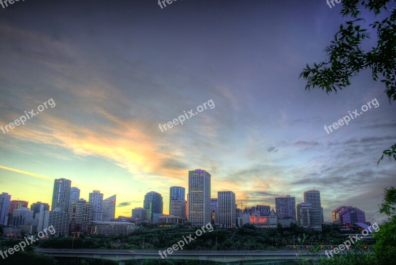 Edmonton Canada Sunset Dusk Evening