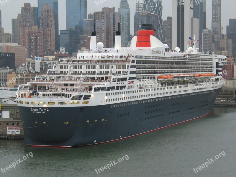 Queen Mary Ii Ship New York Hudson Manhattan