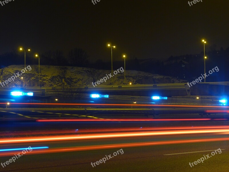 Night Evening Light Trails Road Highway